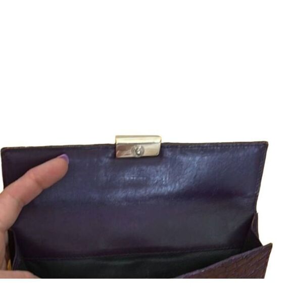 Gucci Aubergine Crocodile Skin Long Wallet GUC with Dust Bag RARE - Picture 9 of 12
